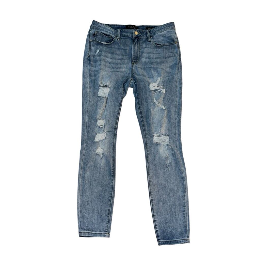 Judy Blue Distressed Skinny Jeans Light Wash Y2K Normcore Casual Stretch Denim
